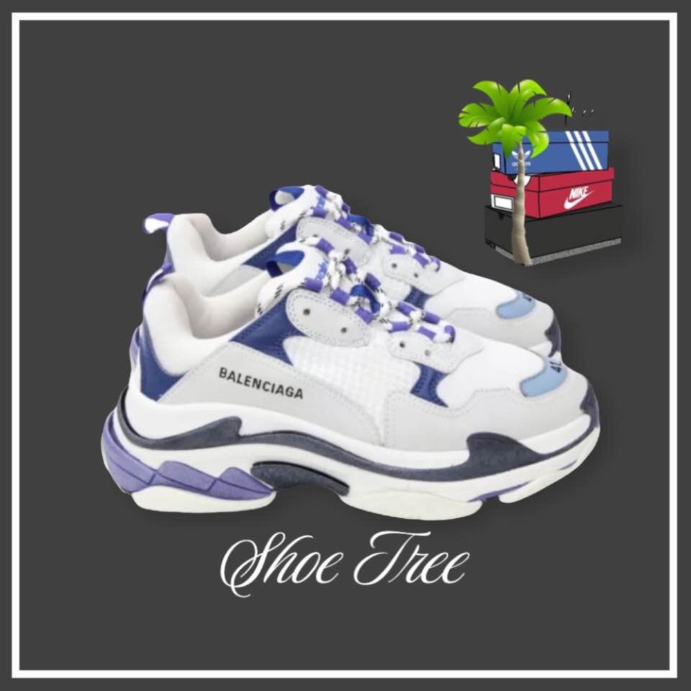 Balenciaga Triple S Platform Sole Women Size 41 Purple White Lace Up New